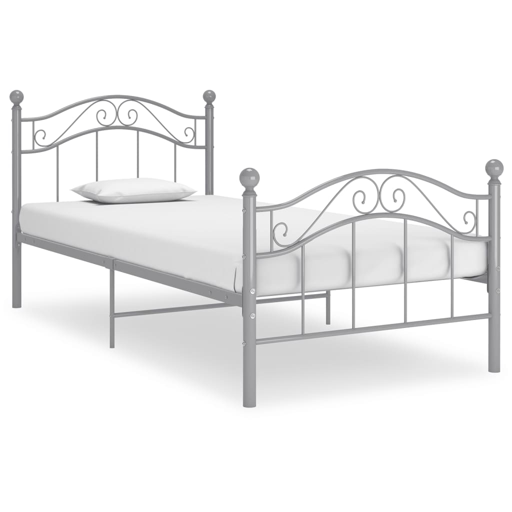 Bed Frame without Mattress Grey Metal 100x200 cm