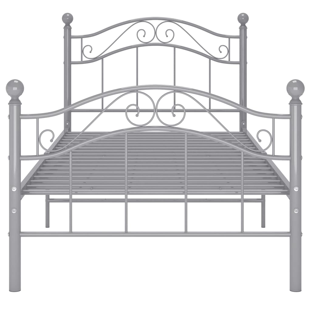 Bed Frame without Mattress Grey Metal 100x200 cm