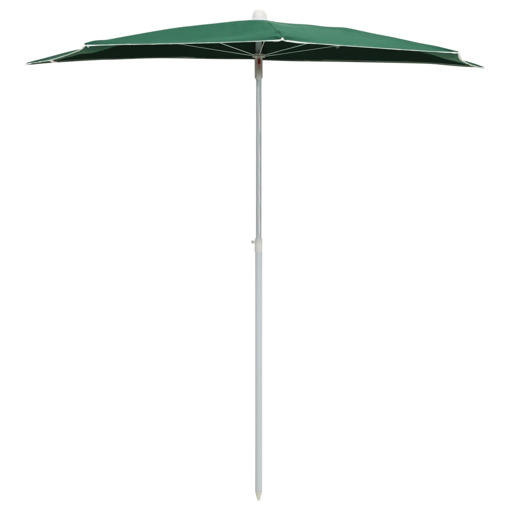 Garden Half Parasol with Pole 180x90 cm Green