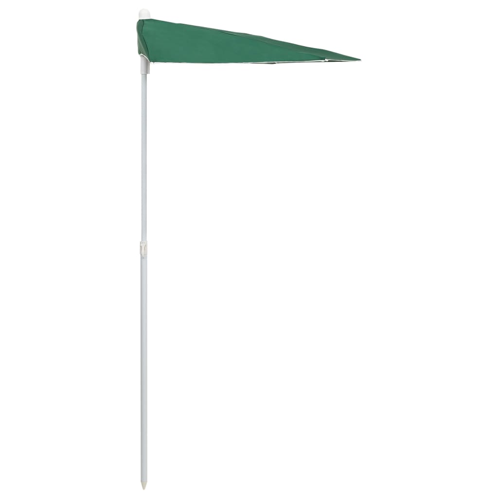 Garden Half Parasol with Pole 180x90 cm Green