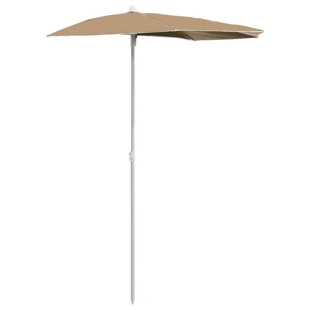 Garden Half Parasol with Pole 180x90 cm Taupe