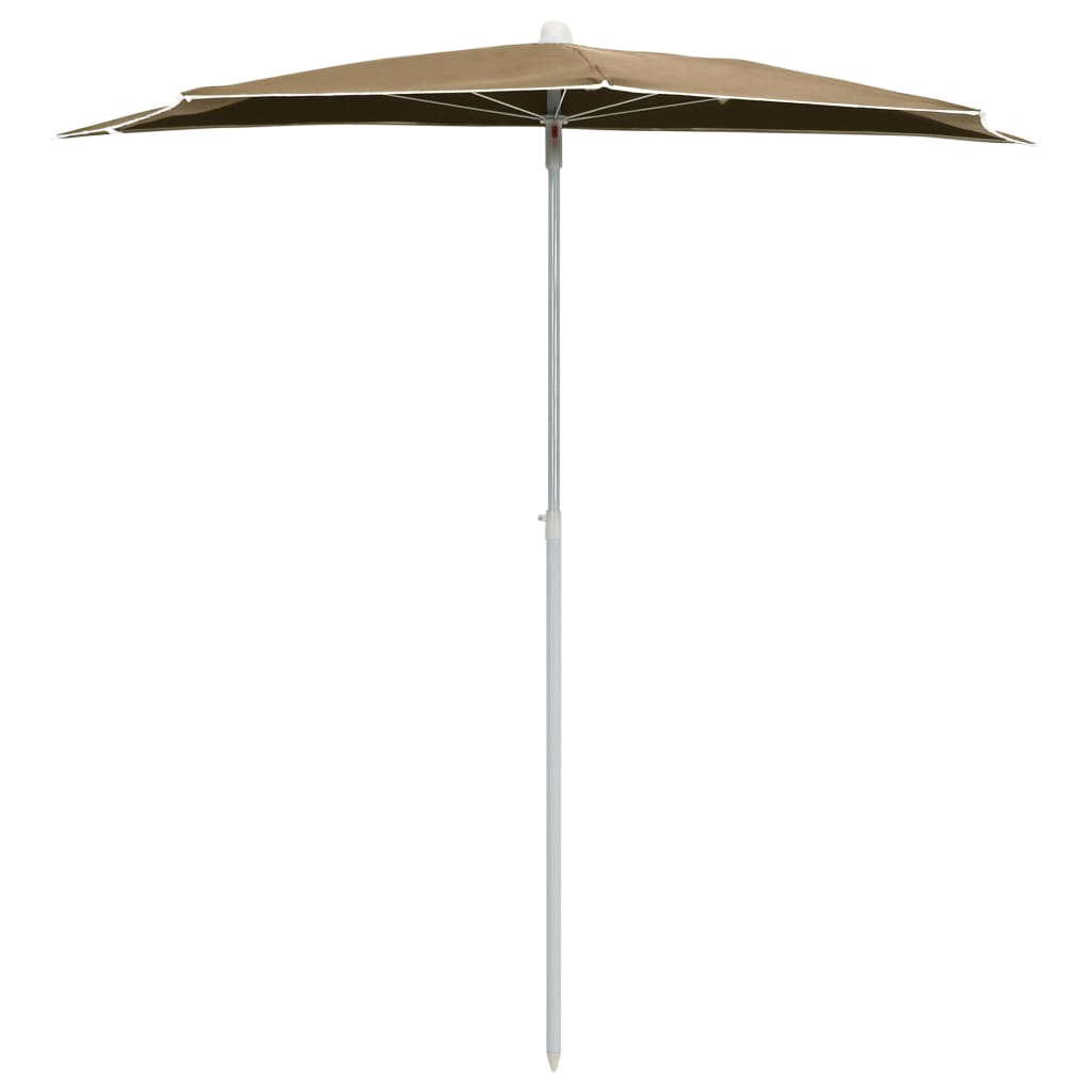 Garden Half Parasol with Pole 180x90 cm Taupe