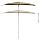 Garden Half Parasol with Pole 180x90 cm Taupe