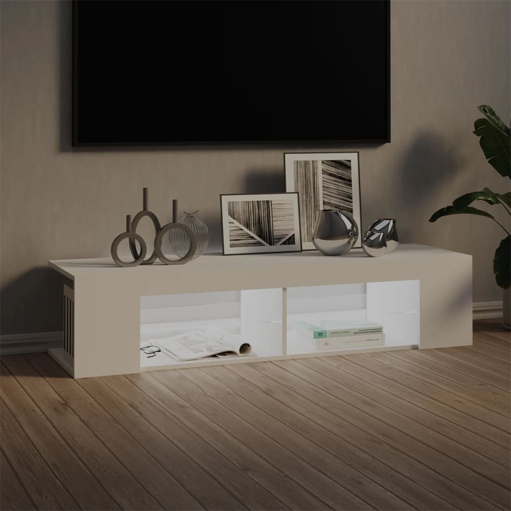 TV Cabinet with LED Lights White 135x39x30 cm