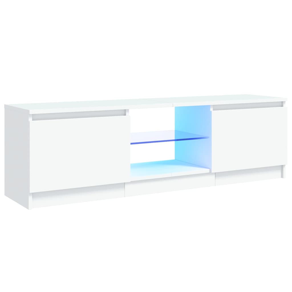 TV Cabinet with LED Lights White 120x30x35.5 cm