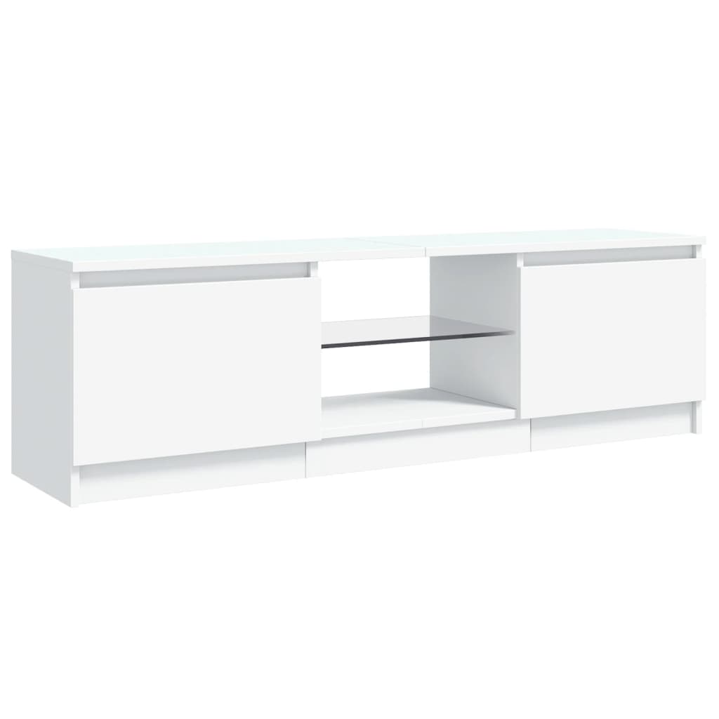 TV Cabinet with LED Lights White 120x30x35.5 cm