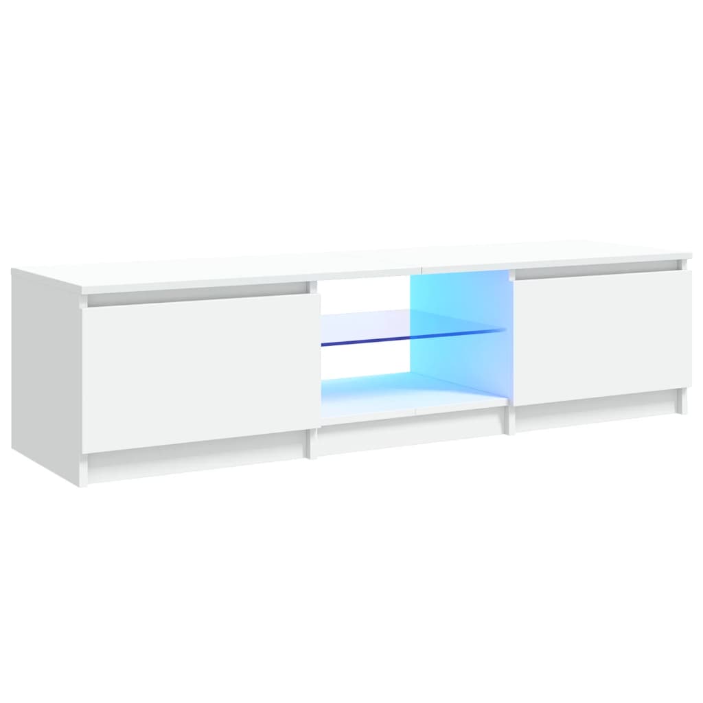 TV Cabinet with LED Lights White 140x40x35.5 cm