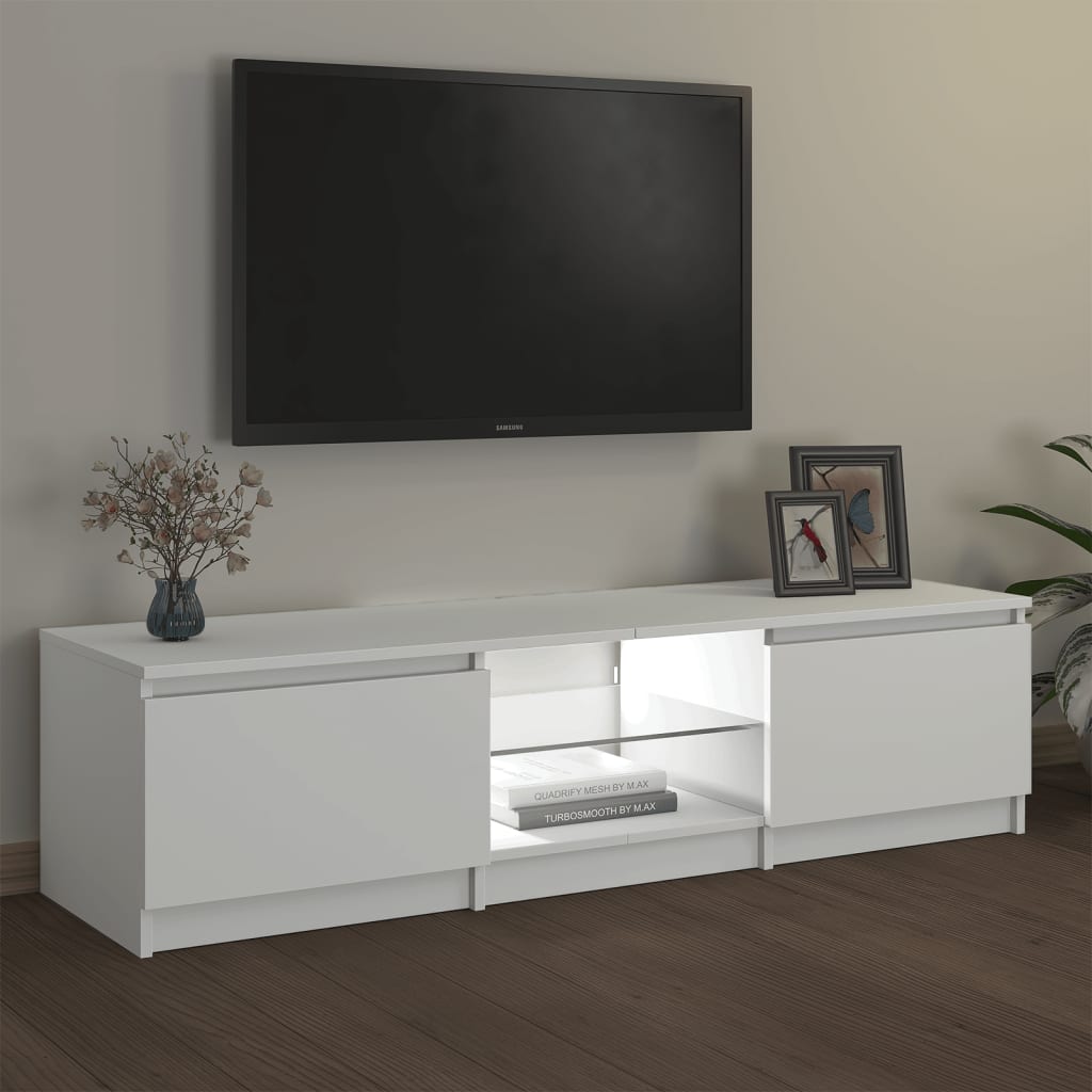 TV Cabinet with LED Lights White 140x40x35.5 cm