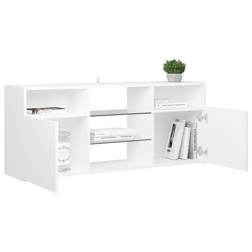 TV Cabinet with LED Lights White 120x30x50 cm