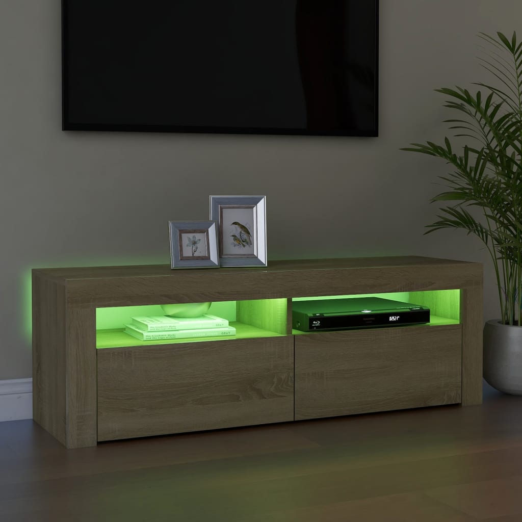 TV Cabinet with LED Lights Sonoma Oak 120x35x40 cm