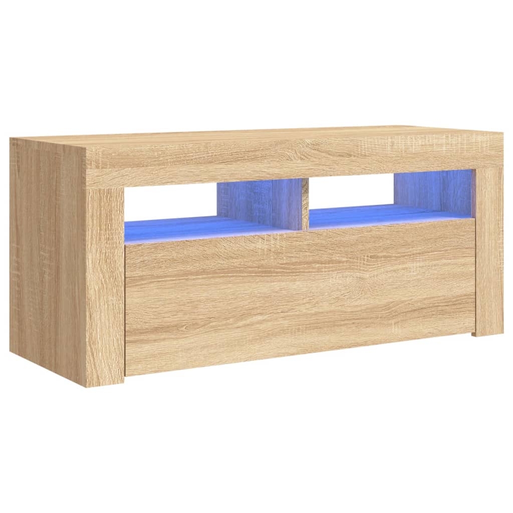 TV Cabinet with LED Lights Sonoma Oak 90x35x40 cm