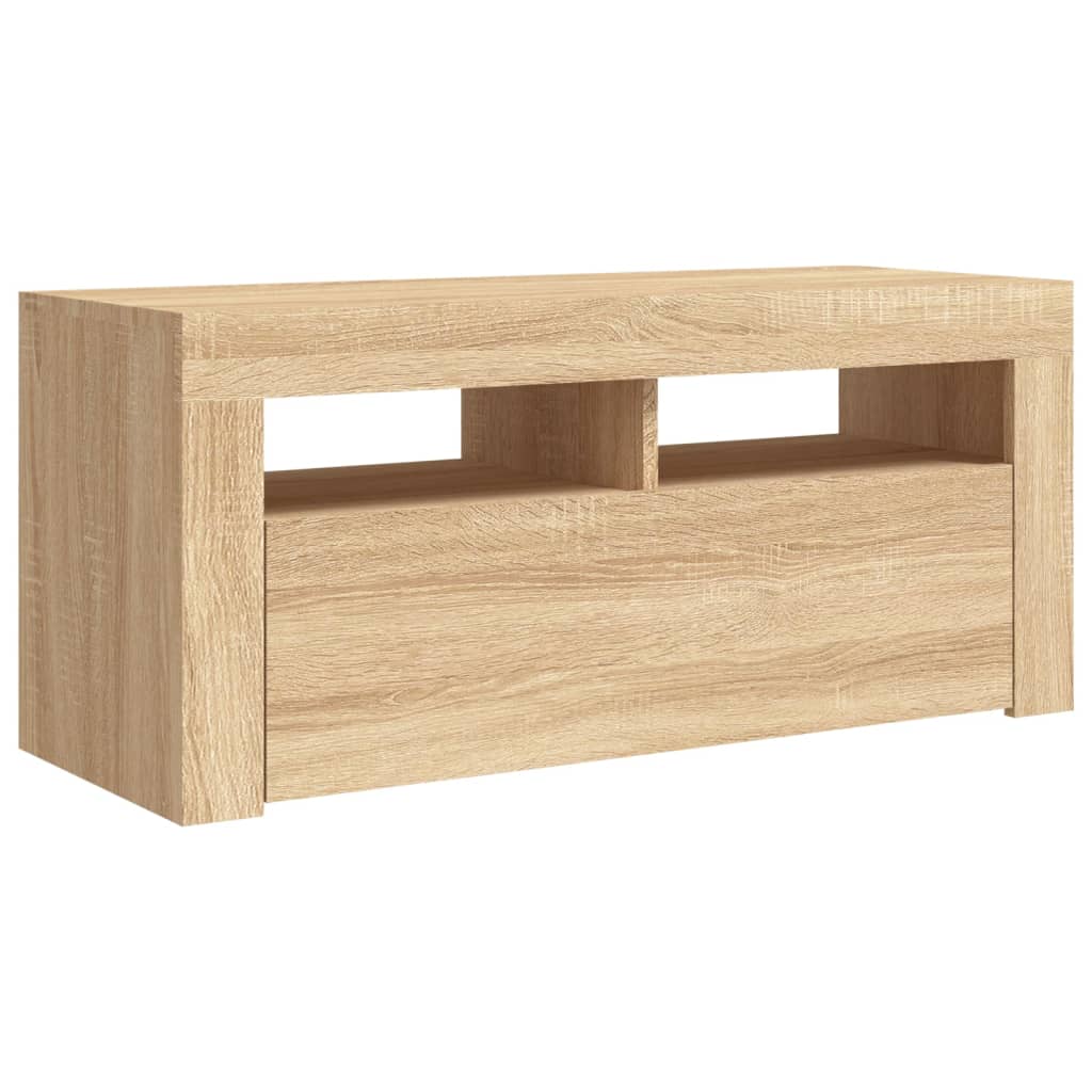 TV Cabinet with LED Lights Sonoma Oak 90x35x40 cm