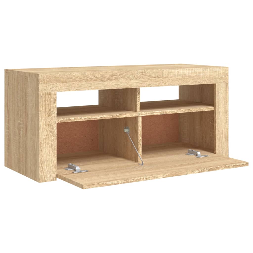 TV Cabinet with LED Lights Sonoma Oak 90x35x40 cm