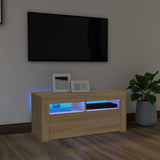 TV Cabinet with LED Lights Sonoma Oak 90x35x40 cm