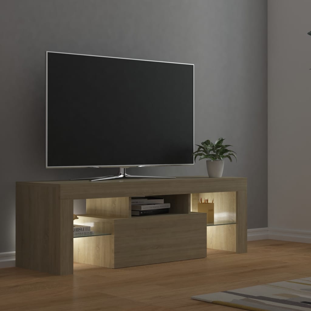 TV Cabinet with LED Lights Sonoma Oak 120x35x40 cm