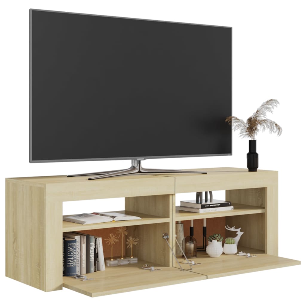 TV Cabinet with LED Lights Sonoma Oak 120x35x40 cm