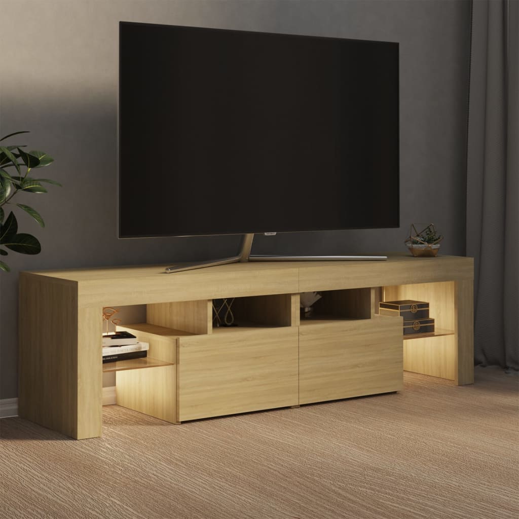 TV Cabinet with LED Lights Sonoma Oak 140x36.5x40 cm