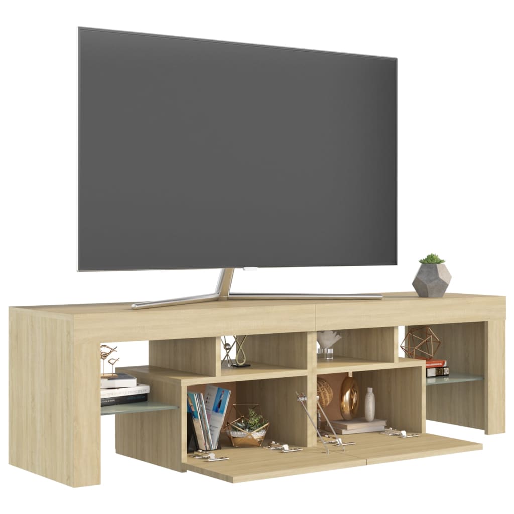 TV Cabinet with LED Lights Sonoma Oak 140x36.5x40 cm