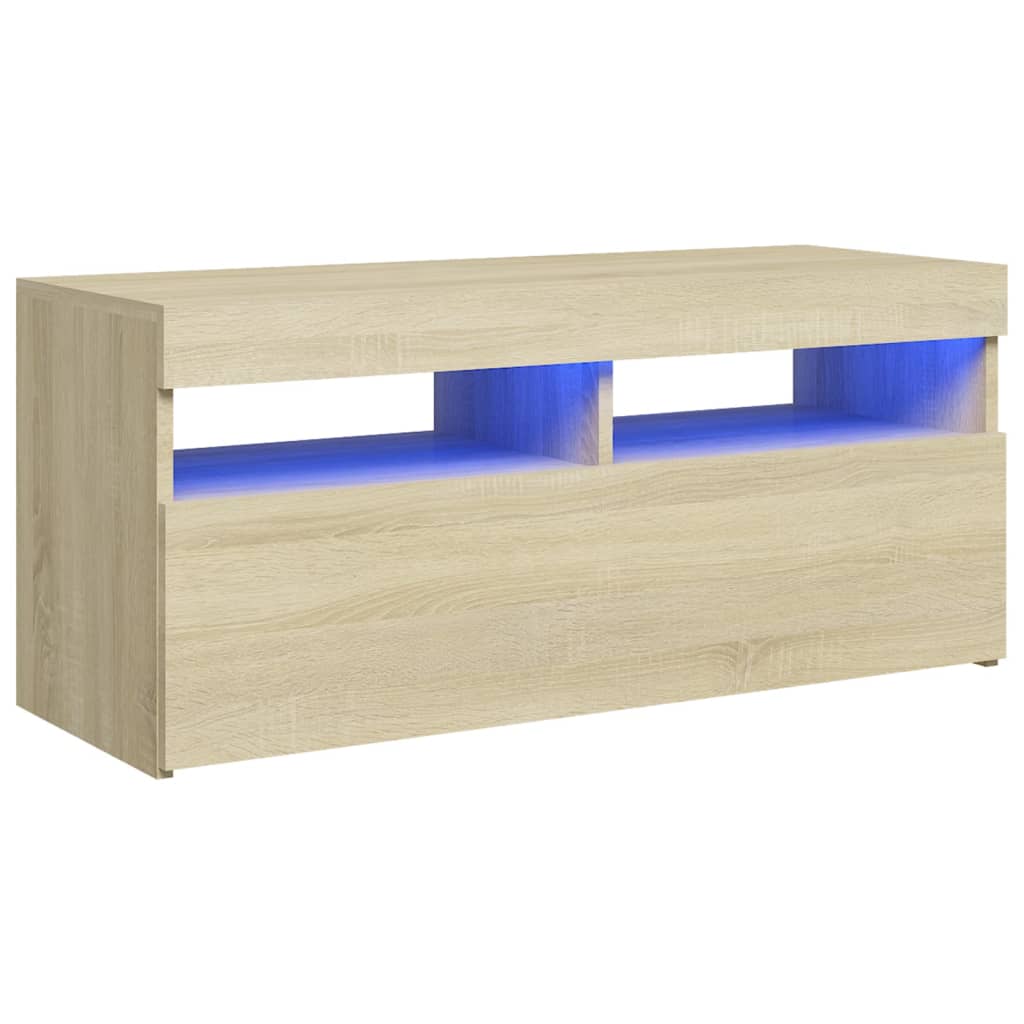 TV Cabinet with LED Lights Sonoma Oak 90x35x40 cm