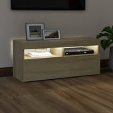 TV Cabinet with LED Lights Sonoma Oak 90x35x40 cm