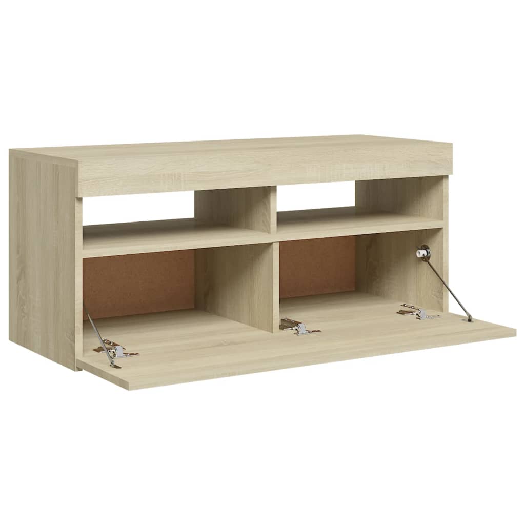 TV Cabinet with LED Lights Sonoma Oak 90x35x40 cm