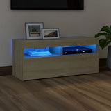 TV Cabinet with LED Lights Sonoma Oak 90x35x40 cm