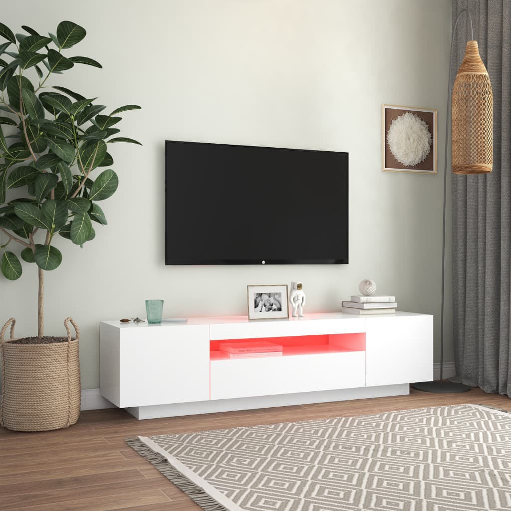 TV Cabinet with LED Lights White 160x35x40 cm