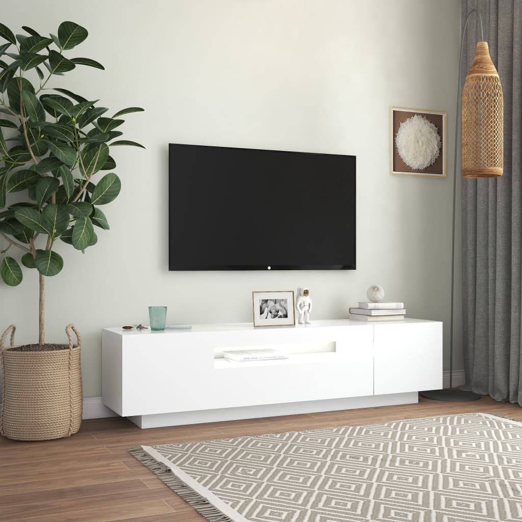 TV Cabinet with LED Lights White 160x35x40 cm