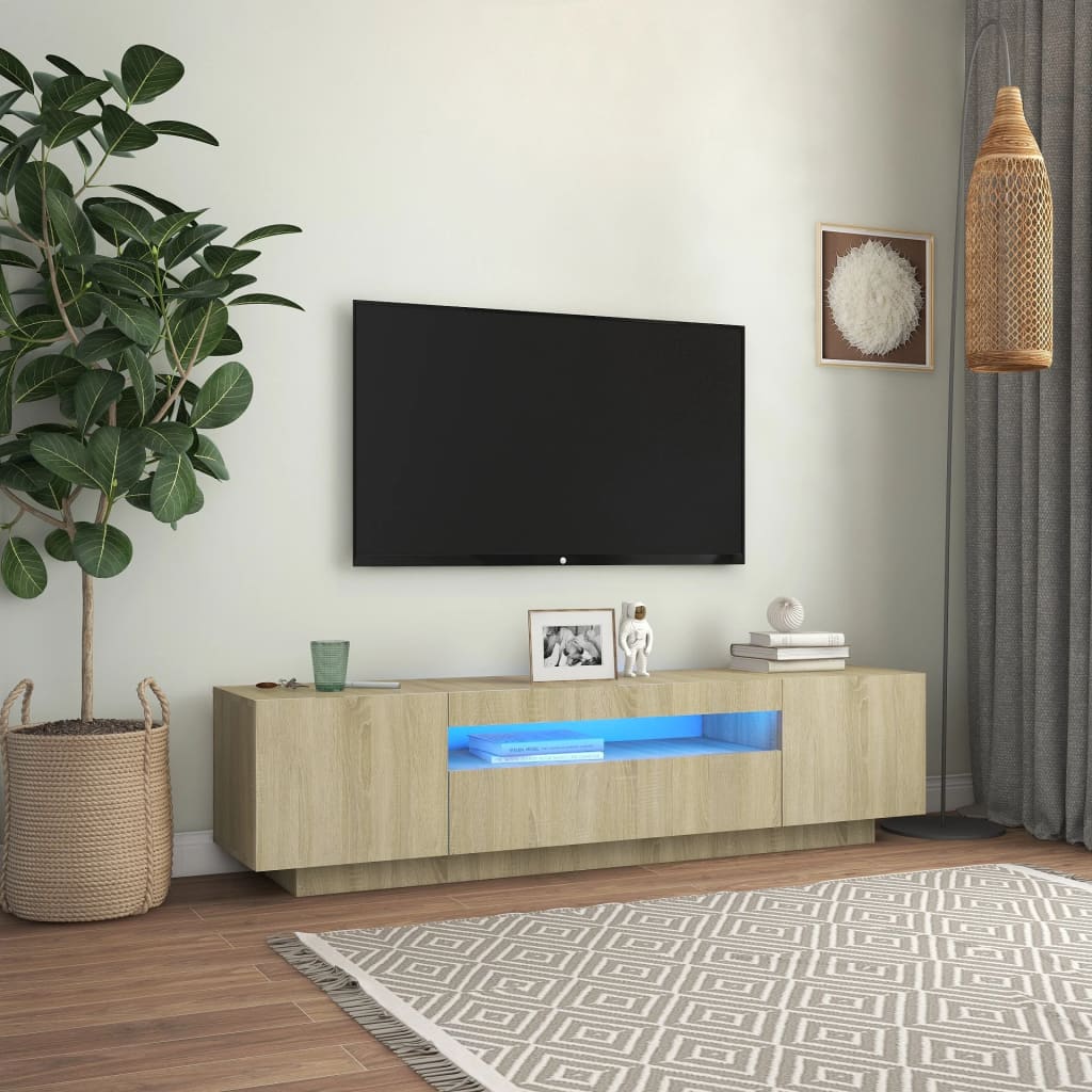 TV Cabinet with LED Lights Sonoma Oak 160x35x40 cm