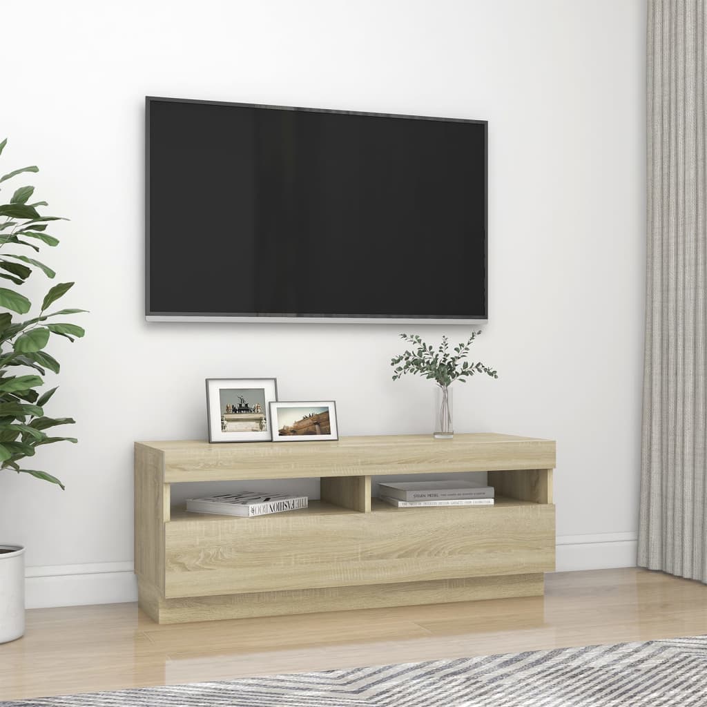 TV Cabinet with LED Lights Sonoma Oak 100x35x40 cm