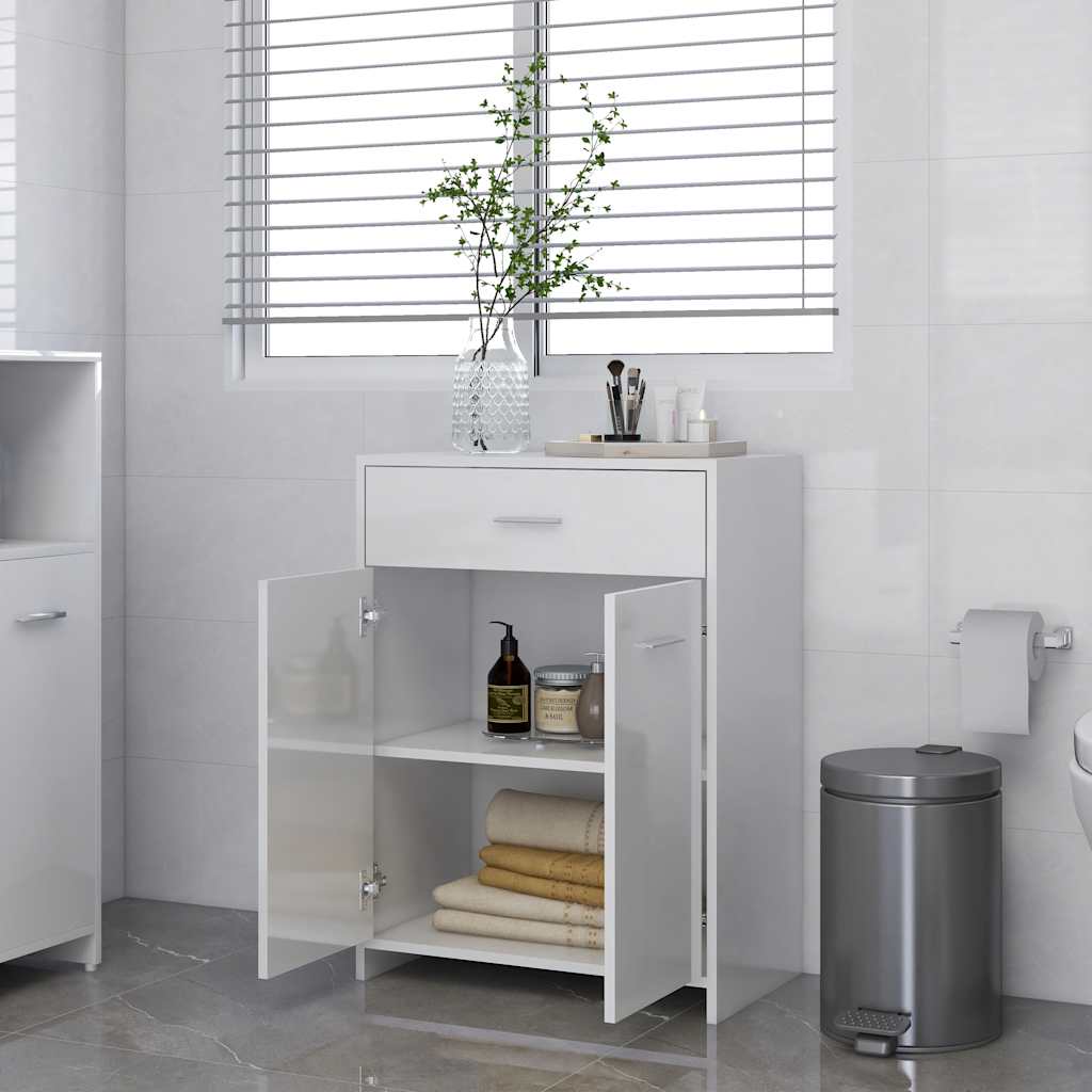 Bathroom Cabinet High Gloss White 60x33x80 cm Engineered Wood