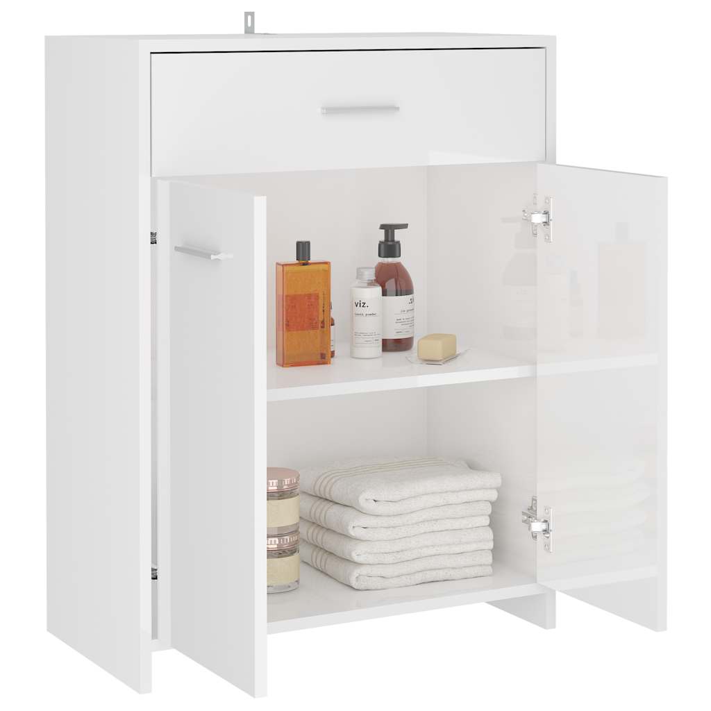 Bathroom Cabinet High Gloss White 60x33x80 cm Engineered Wood