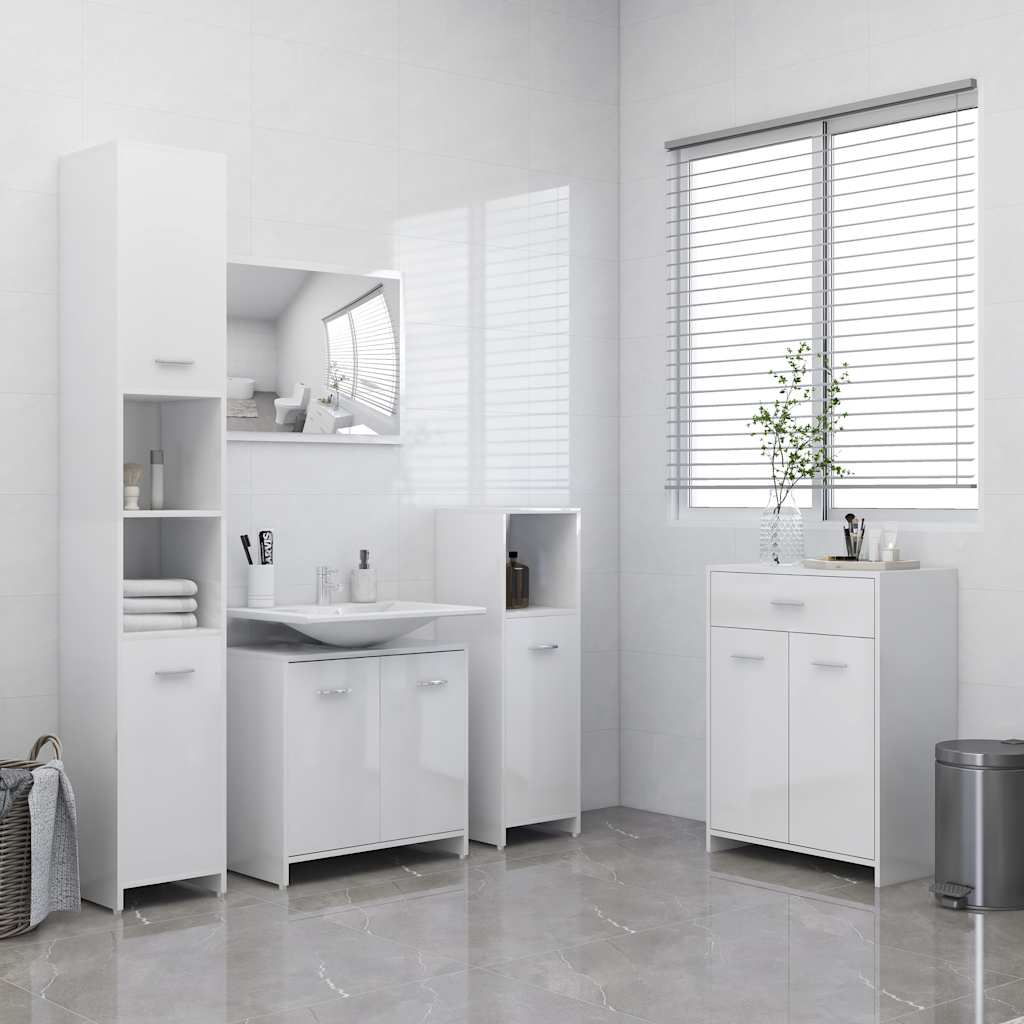 Bathroom Cabinet High Gloss White 60x33x80 cm Engineered Wood