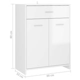 Bathroom Cabinet High Gloss White 60x33x80 cm Engineered Wood