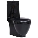 WC Ceramic Toilet Bathroom Round Toilet Bottom Water Flow Black