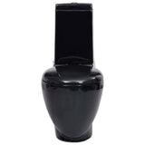 WC Ceramic Toilet Bathroom Round Toilet Bottom Water Flow Black