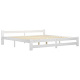 Bed Frame without Mattress White Solid Pine Wood 200x200 cm