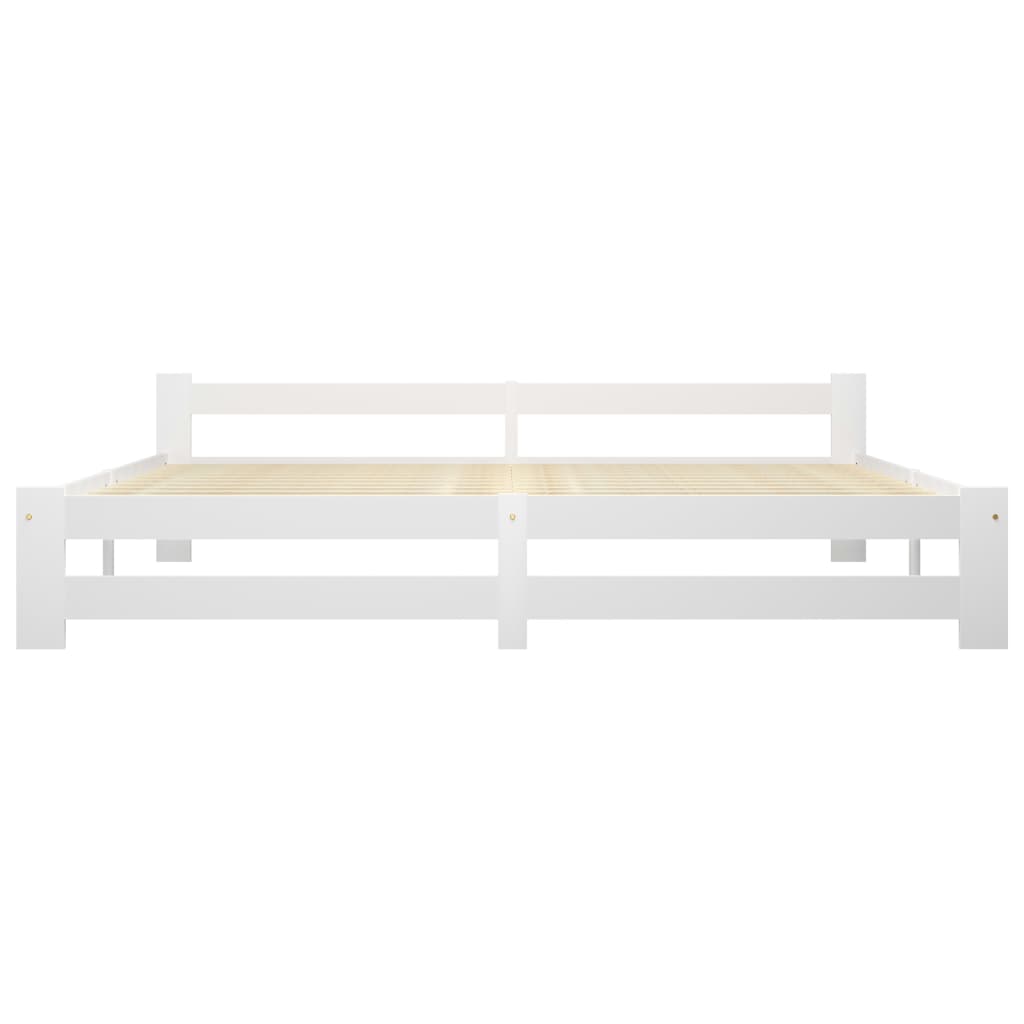 Bed Frame without Mattress White Solid Pine Wood 200x200 cm