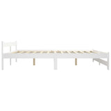 Bed Frame without Mattress White Solid Pine Wood 200x200 cm