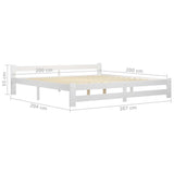 Bed Frame without Mattress White Solid Pine Wood 200x200 cm