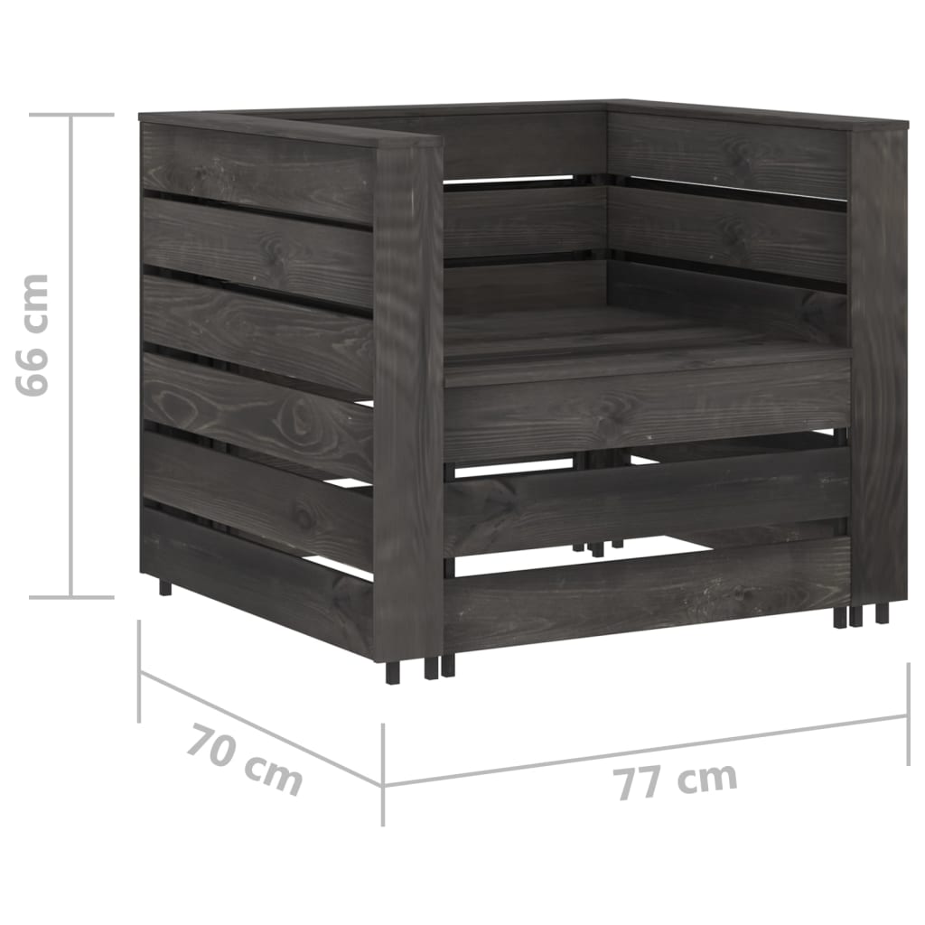 2 Piece Garden Pallet Lounge Set Grey Impregnated Pinewood