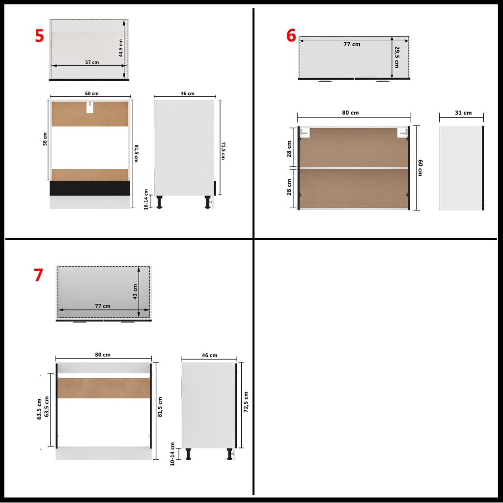 7 Piece Kitchen Cabinet Set Black Engineered Wood