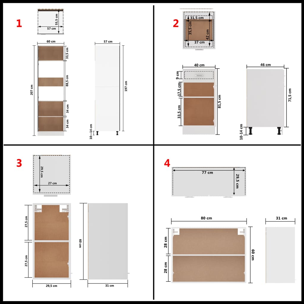 8 Piece Kitchen Cabinet Set White Engineered Wood