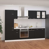 8 Piece Kitchen Cabinet Set Black Engineered Wood