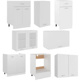 8 Piece Kitchen Cabinet Set White Engineered Wood