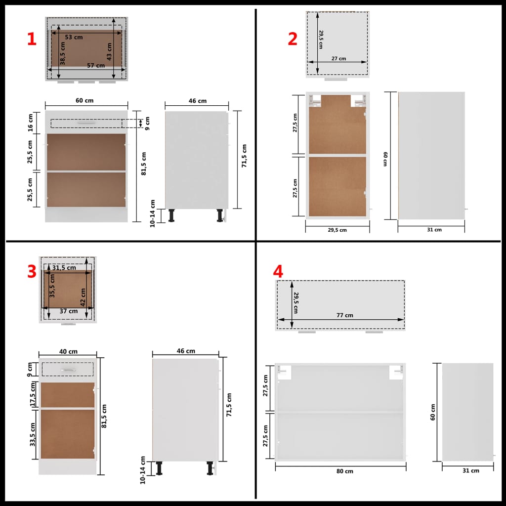 8 Piece Kitchen Cabinet Set White Engineered Wood