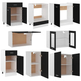 8 Piece Kitchen Cabinet Set Black Engineered Wood