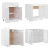 4 Piece Kitchen Cabinet Set High Gloss White Engineered Wood