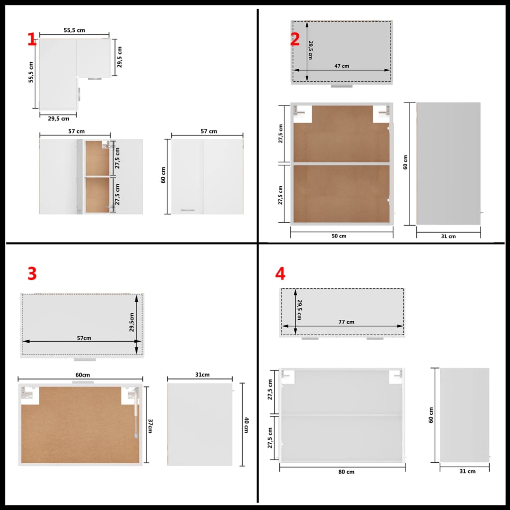 11 Piece Kitchen Cabinet Set White Engineered Wood