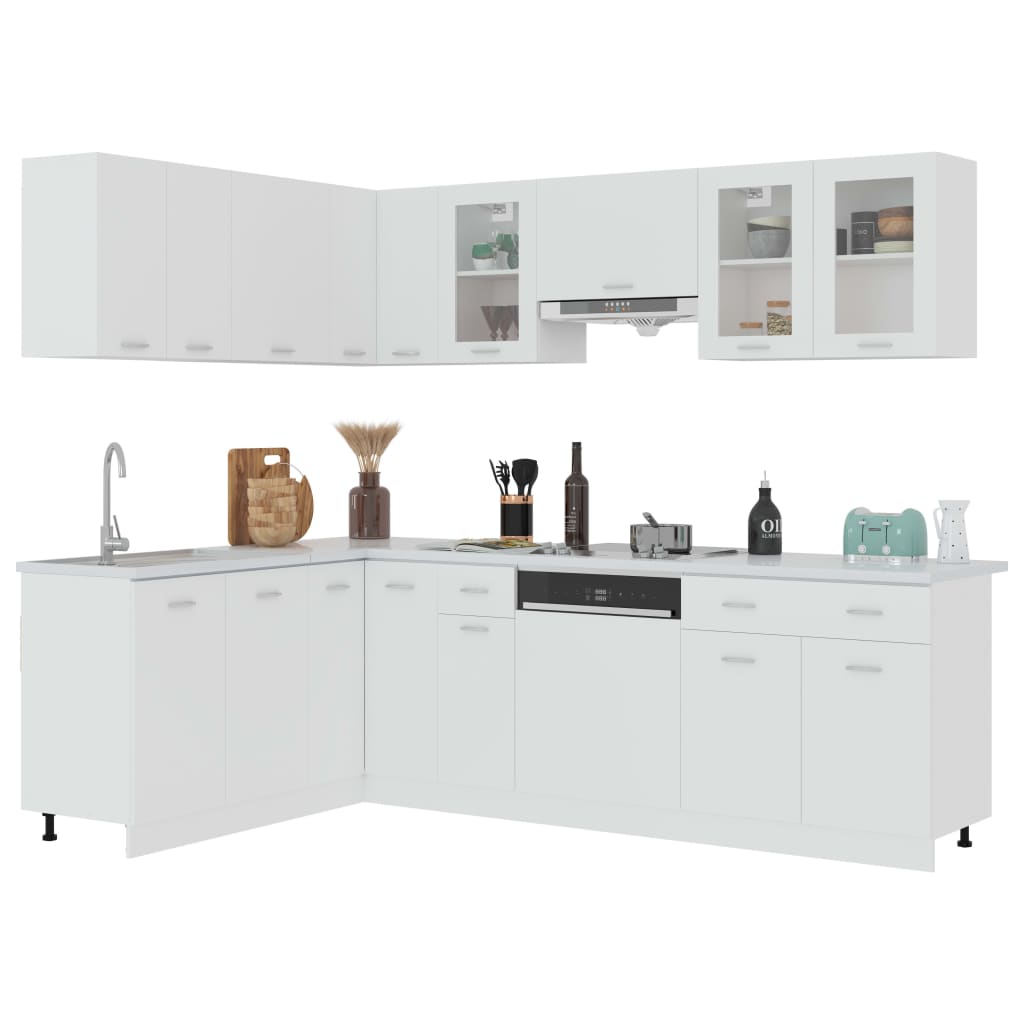 11 Piece Kitchen Cabinet Set White Engineered Wood